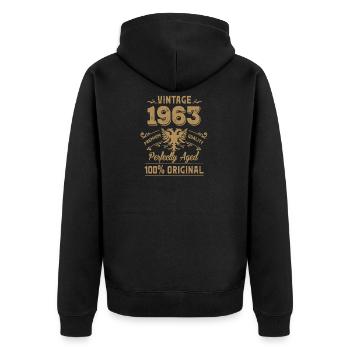 Millésime 1963 Qualité Premium Orginal - Veste à capuche bio Premium Unisexe - noir - Dos - Nico (187cm)