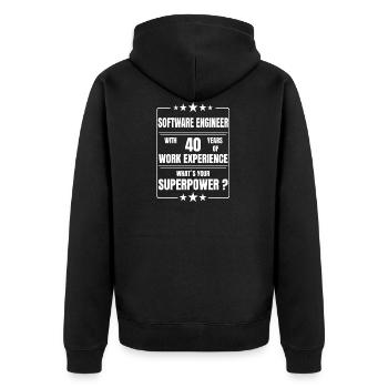 SOFTWARE ENGINEER 40 YEARS OF WORK EXPERIENCE - Unisex Premium Organic Zip Hoodie - black - Back - Nico (187cm)