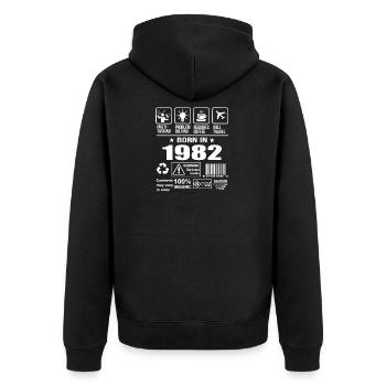 Né en 1982 - Veste à capuche bio Premium Unisexe - noir - Dos - Nico (187cm)