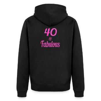 40 and Fabulous - Unisex Premium Organic Zip Hoodie - black - Back - Nico (187cm)