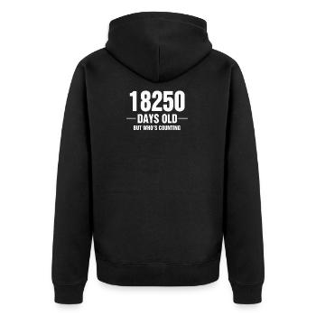 18250 Days Old But Who s Counting - Unisex Premium Organic Zip Hoodie - black - Back - Nico (187cm)