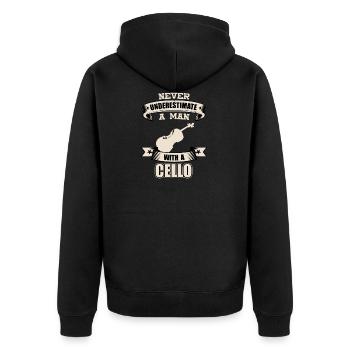 Cello T-Shirt Gift Idea Christmas Funny - Unisex Premium Organic Zip Hoodie - black - Back - Nico (187cm)