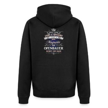 Männer-T-Shirt Beruf Ofenbauer - Unisex Premium Bio Zip Hoodie - Schwarz - Hinten - Nico (187cm)