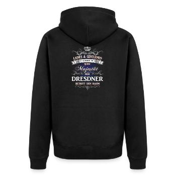 Männer-T-Shirt für Dresdner - Unisex Premium Bio Zip Hoodie - Schwarz - Hinten - Nico (187cm)