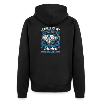 Lustiges Taucher Tauchen Shirt Je Naher Ich - Unisex Premium Bio Zip Hoodie - Schwarz - Hinten - Nico (187cm)