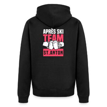 Apres Ski Team St. Anton - Ski fahren in Österreic - Unisex Premium Bio Zip Hoodie - Schwarz - Hinten - Nico (187cm)