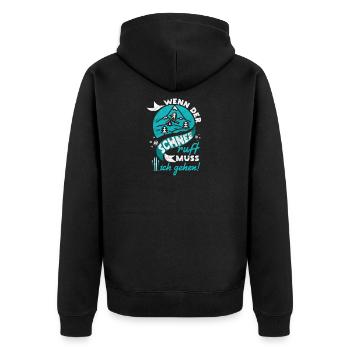 Skifahren Skiurlaub Shirt - Wenn der Schnee ruft! - Unisex Premium Bio Zip Hoodie - Schwarz - Hinten - Nico (187cm)