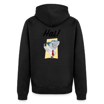 Hai - Unisex Premium Organic Zip Hoodie - black - Back - Nico (187cm)