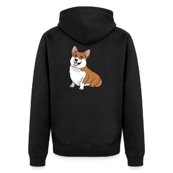 Welsh Corgi Pembroke Cardigan Dog - Unisex Premium Organic Zip Hoodie - black - Back - Nico (187cm)