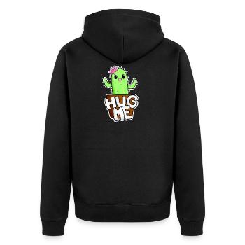 Kawaii Cactus Hug Me Funny Manga Gift Idea - Unisex Premium Organic Zip Hoodie - black - Back - Nico (187cm)