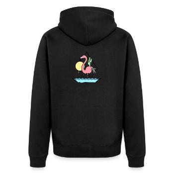Bonairestyle - Flamant - Veste à capuche bio Premium Unisexe - noir - Dos - Nico (187cm)