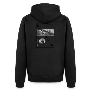 Brooklyn Edition Limitée! L'idée du pont de Brooklyn - Veste à capuche bio Premium Unisexe - noir - Dos - Nico (187cm)