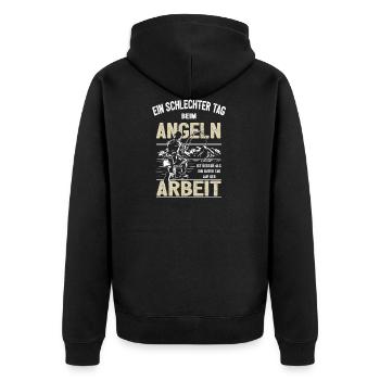 Ein schlechter Tag beim Angeln | Angel Freunde - Unisex Premium Bio Zip Hoodie - Schwarz - Hinten - Nico (187cm)