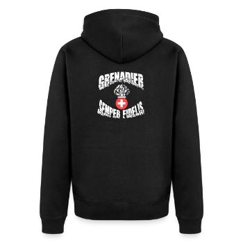Grenadier-Semper Fidelis Geschenk - Unisex Premium Bio Zip Hoodie - Schwarz - Hinten - Nico (187cm)
