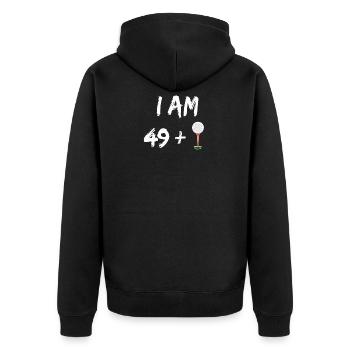 I am 49 Plus Goft Ball For Golfer - Unisex Premium Organic Zip Hoodie - black - Back - Nico (187cm)
