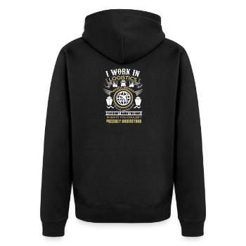 logistics - Geschenk für Logistiker - Logistik - Unisex Premium Bio Zip Hoodie - Schwarz - Hinten - Nico (187cm)