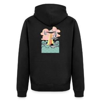 Flamingo - Unisex Premium Bio Zip Hoodie - Schwarz - Hinten - Nico (187cm)