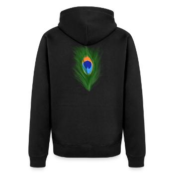 Pfauenauge - Unisex Premium Bio Zip Hoodie - Schwarz - Hinten - Nico (187cm)