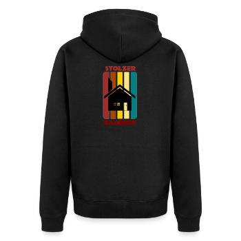 Proud builder / house construction / gift - Unisex Premium Organic Zip Hoodie - black - Back - Nico (187cm)