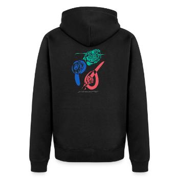 Dessin abstrait Les bouteilles fissurées - Veste à capuche bio Premium Unisexe - noir - Dos - Nico (187cm)