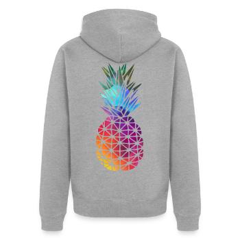 Rainbow pineapple - Unisex Premium Organic Zip Hoodie - heather grey - Back - Nico (187cm)