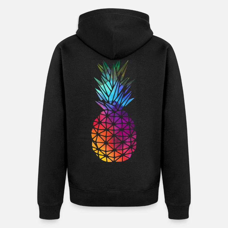 Regenbogen Ananas - Unisex Premium Bio Zip Hoodie - Schwarz