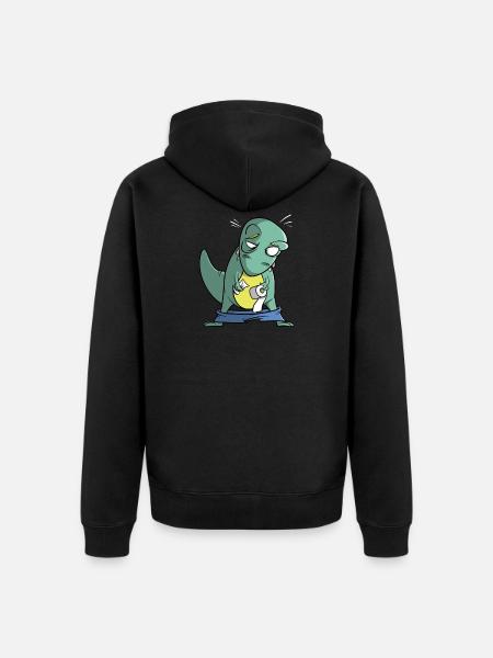 T-Rex mit Toilettenpapier - Problem - Unisex Premium Bio Zip Hoodie - Schwarz