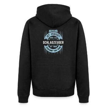 geschenke fuer schlagzeuger - Unisex Premium Bio Zip Hoodie - Schwarz - Hinten - Nico (187cm)