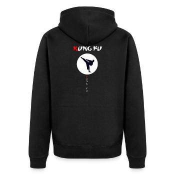 Kung Fu - Unisex Premium Organic Zip Hoodie - black - Back - Nico (187cm)