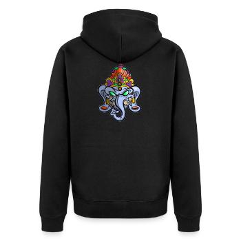 Indischer Elefant - Unisex Premium Bio Zip Hoodie - Schwarz - Hinten - Nico (187cm)