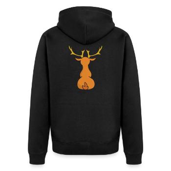 Weihnachten Christmas Rentier Elch Winter Schnee - Unisex Premium Bio Zip Hoodie - Schwarz - Hinten - Nico (187cm)