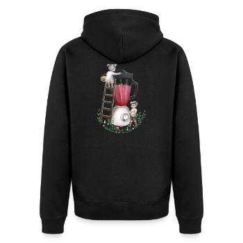 The Smoothie Makers - Kunst für Tierrechte - Unisex Premium Bio Zip Hoodie - Schwarz - Hinten - Nico (187cm)