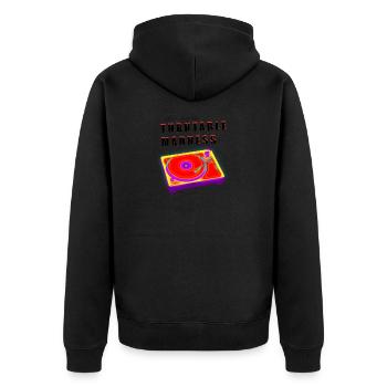 Turntable Madness Plattenspieler Party DJ Shirt - Unisex Premium Bio Zip Hoodie - Schwarz - Hinten - Nico (187cm)