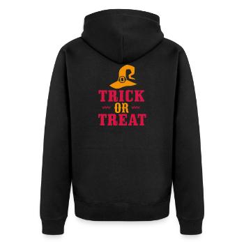 Trick or Treat - Unisex Premium Organic Zip Hoodie - black - Back - Nico (187cm)