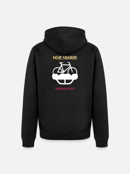 plus de vélo moins voiture - Veste à capuche bio Premium Unisexe - noir