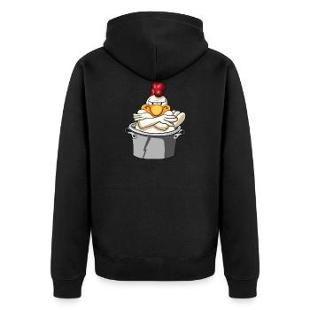 Huhn - Unisex Premium Bio Zip Hoodie - Schwarz - Hinten - Nico (187cm)
