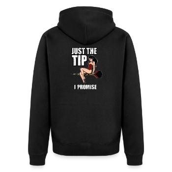 Funny Dart Pinup Team Tournament Player Gift - Unisex Premium Organic Zip Hoodie - black - Back - Nico (187cm)