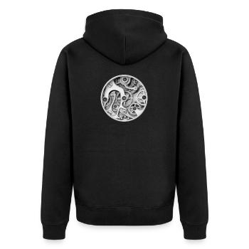 Clock - Clockwork Orange Uhrwerk Zahnrad Uhr - Unisex Premium Bio Zip Hoodie - Schwarz - Hinten - Nico (187cm)