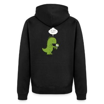 Ist das Bio Dinosaurier - Unisex Premium Bio Zip Hoodie - Schwarz - Hinten - Nico (187cm)