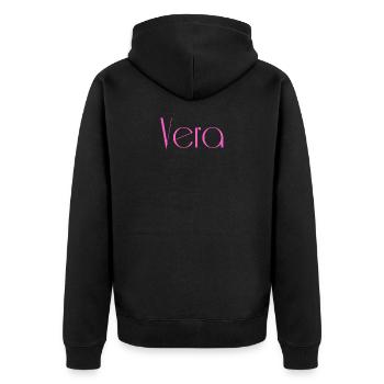 Vera - Unisex Premium Bio Zip Hoodie - Schwarz - Hinten - Nico (187cm)