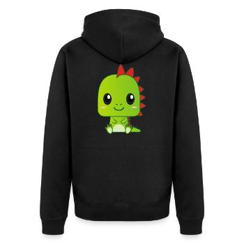 Netter Baby-grüner Drache - Unisex Premium Bio Zip Hoodie - Schwarz - Hinten - Nico (187cm)