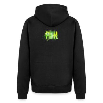 Phil - Unisex Premium Bio Zip Hoodie - Schwarz - Hinten - Nico (187cm)