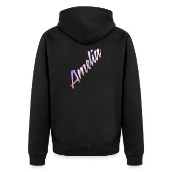 Amelia - Unisex Premium Bio Zip Hoodie - Schwarz - Hinten - Nico (187cm)