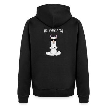 No Problama Cooles freches Lama Llama Geschenk - Unisex Premium Bio Zip Hoodie - Schwarz - Hinten - Nico (187cm)
