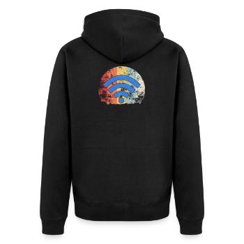 Wifi Vintage Wifi Internet Router Cell Phone Gift - Unisex Premium Organic Zip Hoodie - black - Back - Nico (187cm)