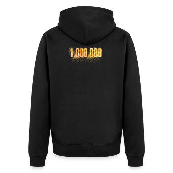 1.000.000 EINE MILLION Doller Euro - Unisex Premium Bio Zip Hoodie - Schwarz - Hinten - Nico (187cm)