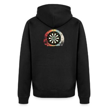 Darts Vintage Dart Sport Arrow Gift - Unisex Premium Organic Zip Hoodie - black - Back - Nico (187cm)