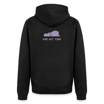Lustiges faules Hippo Nil pferd Nope Geschenk - Unisex Premium Bio Zip Hoodie - Schwarz - Hinten - Nico (187cm)