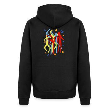 happy humans fröhliche Menschen farbenfroh - Unisex Premium Bio Zip Hoodie - Schwarz - Hinten - Nico (187cm)
