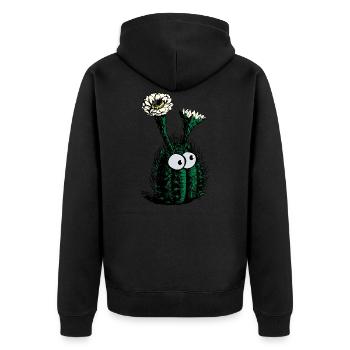 Kaktus mit Augen - Unisex Premium Bio Zip Hoodie - Schwarz - Hinten - Nico (187cm)